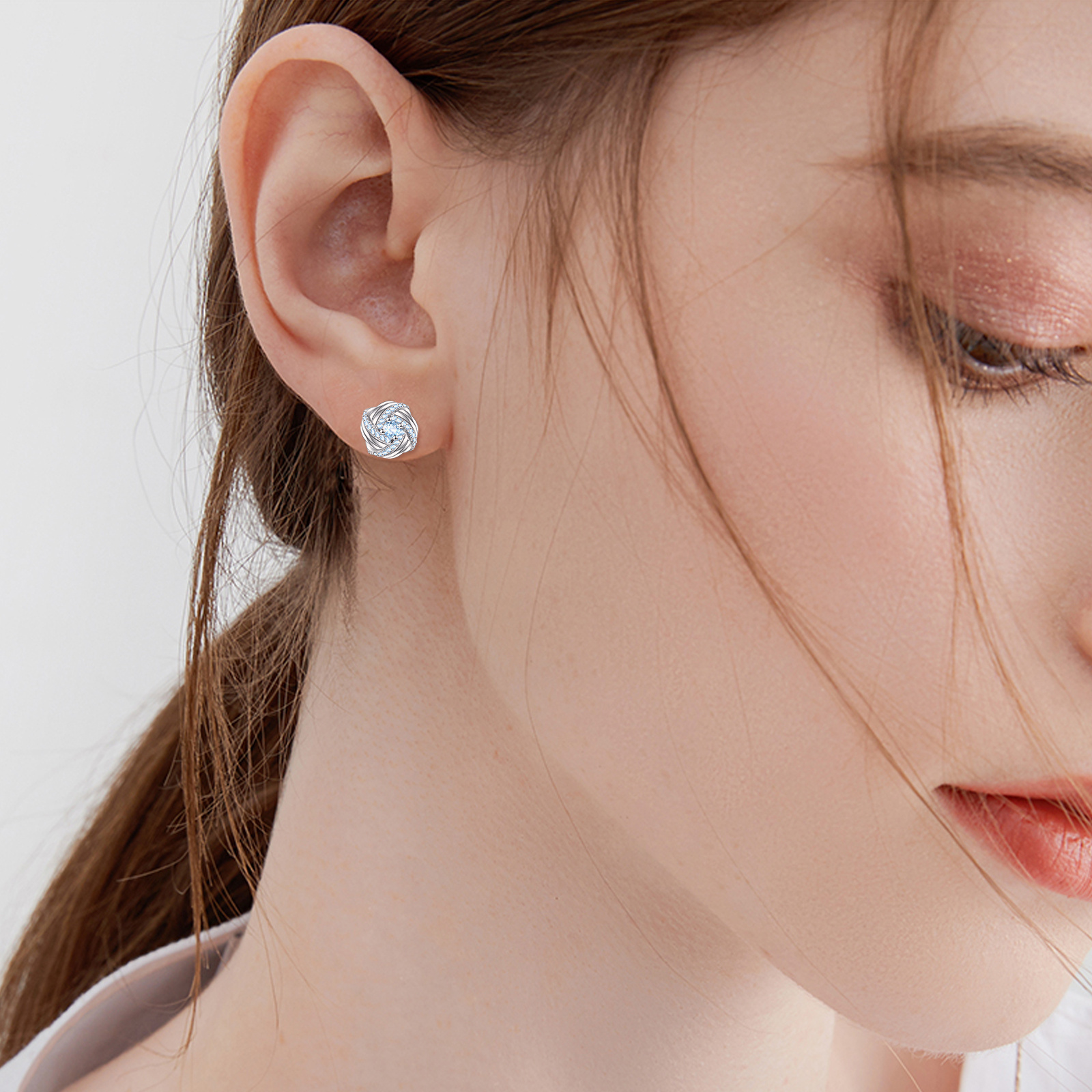 Women's Love Knot Birthstone Cubic Zirconia Stud Earrings